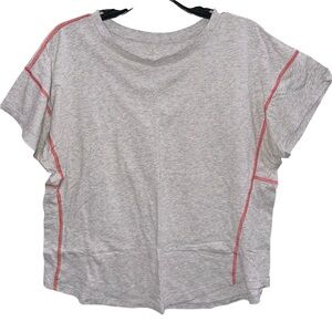 Lou & Grey Heather Gray Tee with Red Trim Size Medium